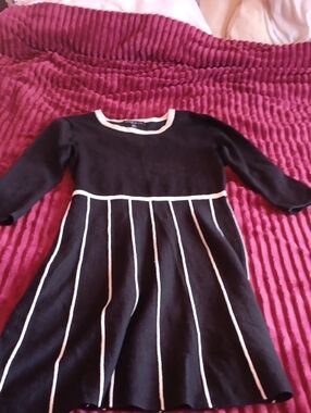 Spense Black Dress with Cream Trim for Girls